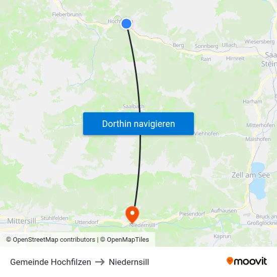 Gemeinde Hochfilzen to Niedernsill map