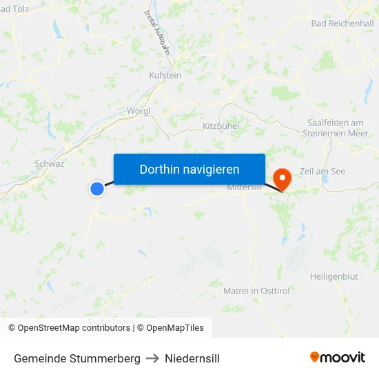 Gemeinde Stummerberg to Niedernsill map