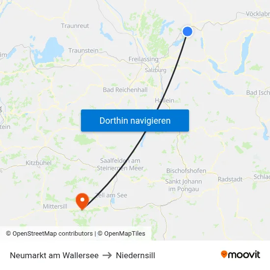 Neumarkt am Wallersee to Niedernsill map