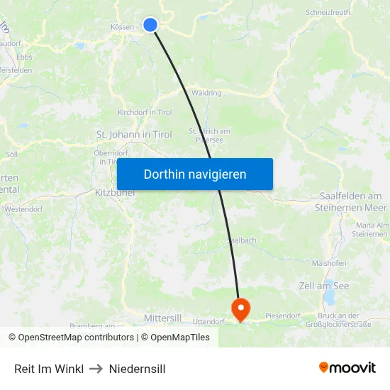 Reit Im Winkl to Niedernsill map