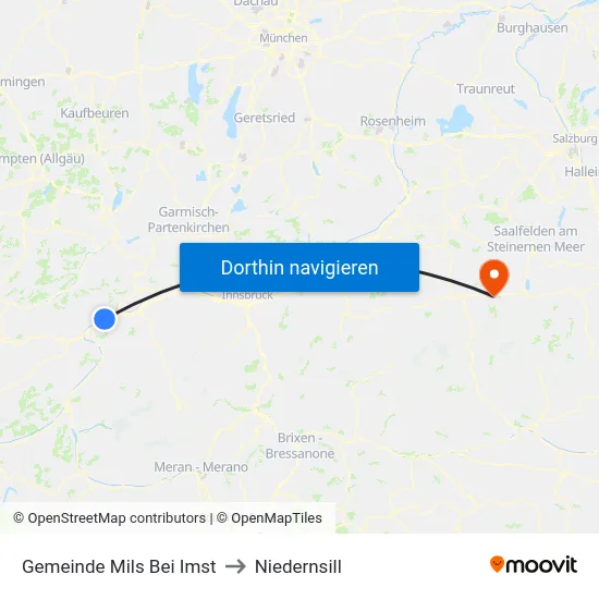Gemeinde Mils Bei Imst to Niedernsill map