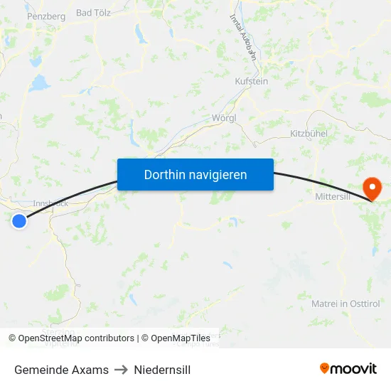 Gemeinde Axams to Niedernsill map