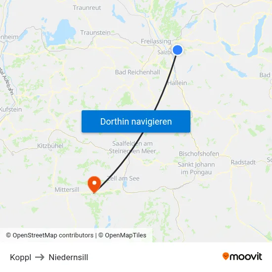Koppl to Niedernsill map