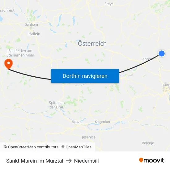 Sankt Marein Im Mürztal to Niedernsill map
