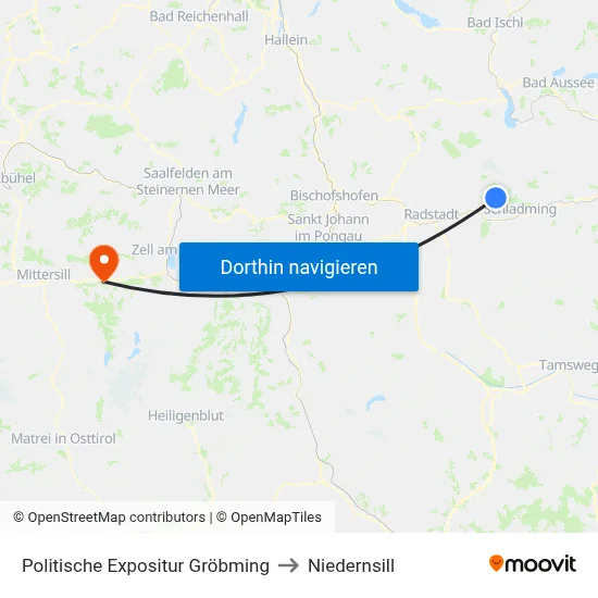 Politische Expositur Gröbming to Niedernsill map