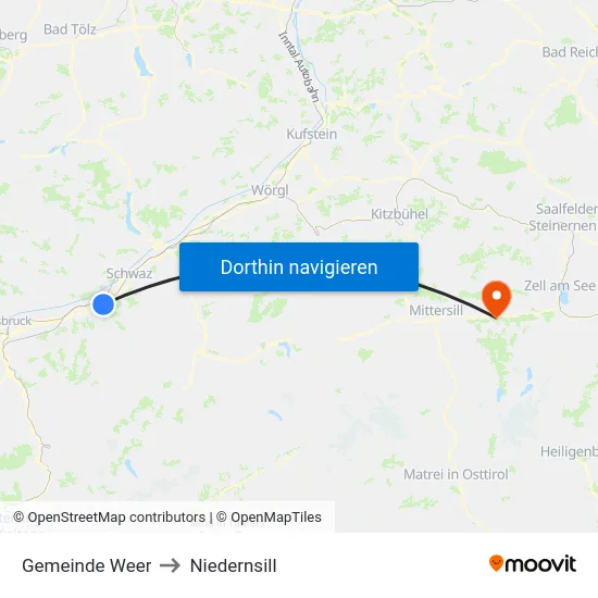 Gemeinde Weer to Niedernsill map