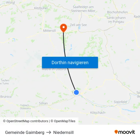 Gemeinde Gaimberg to Niedernsill map