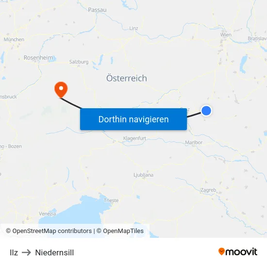 Ilz to Niedernsill map