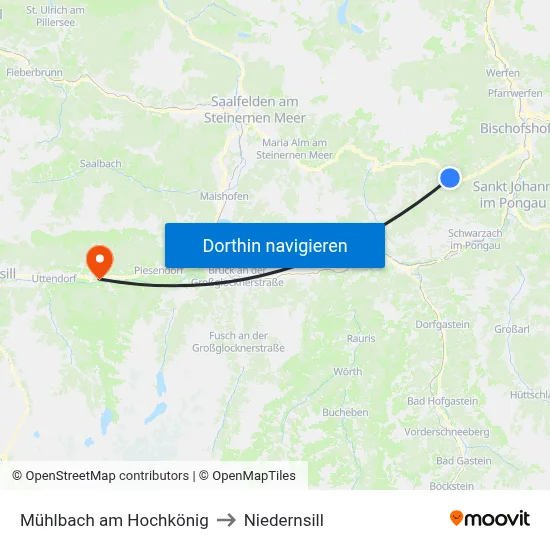 Mühlbach am Hochkönig to Niedernsill map