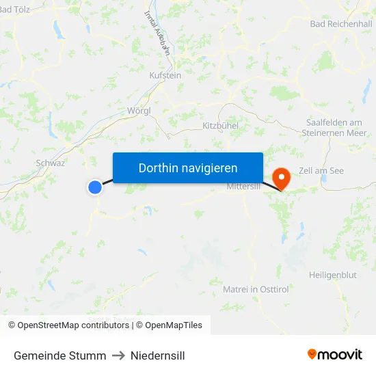 Gemeinde Stumm to Niedernsill map