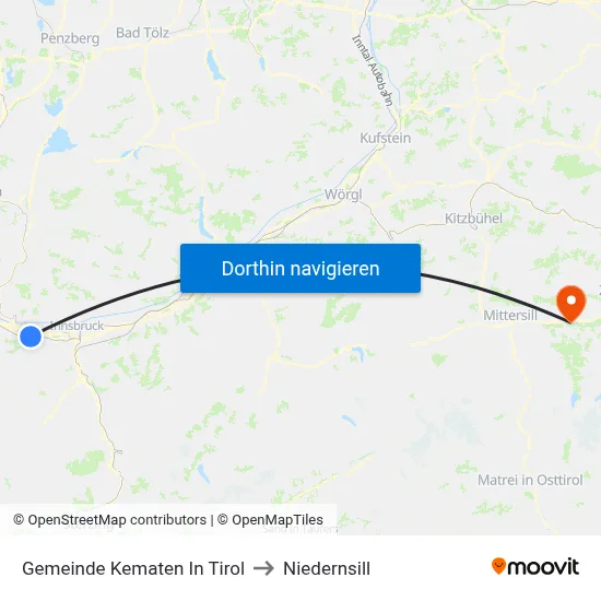 Gemeinde Kematen In Tirol to Niedernsill map