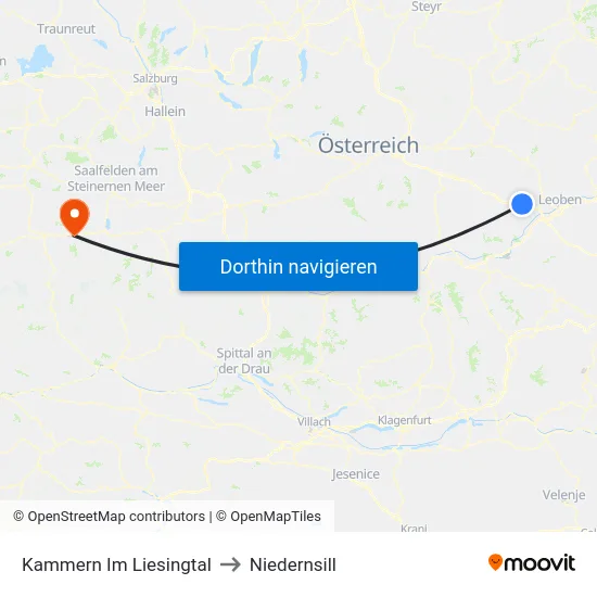 Kammern Im Liesingtal to Niedernsill map