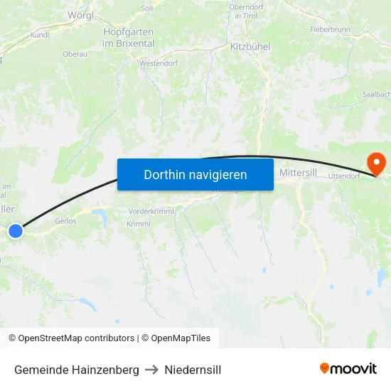 Gemeinde Hainzenberg to Niedernsill map