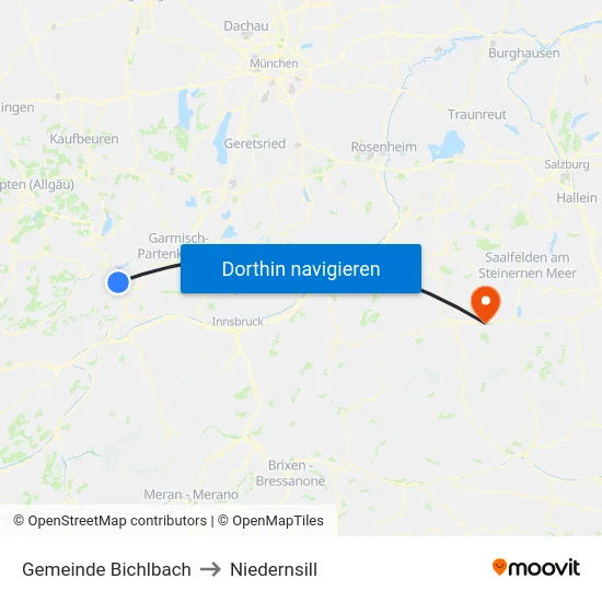 Gemeinde Bichlbach to Niedernsill map