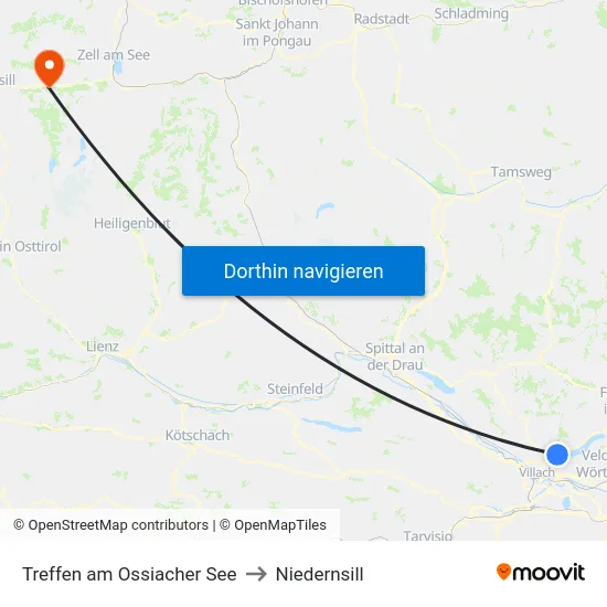 Treffen am Ossiacher See to Niedernsill map