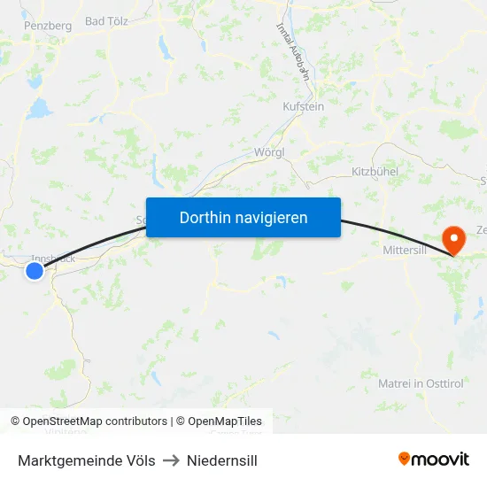 Marktgemeinde Völs to Niedernsill map