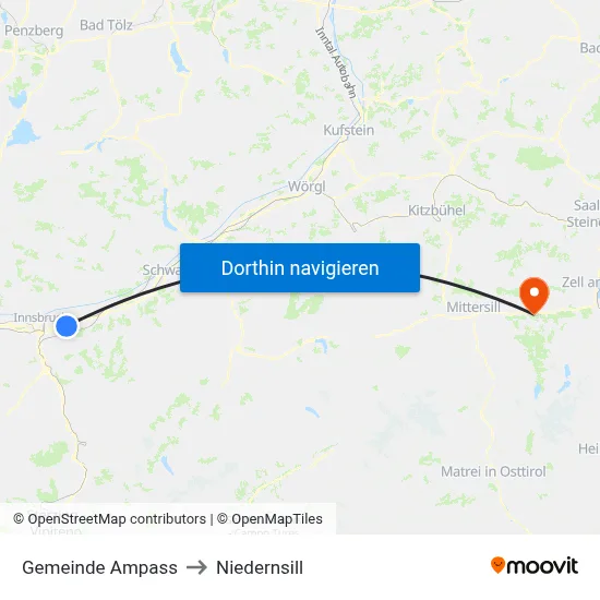 Gemeinde Ampass to Niedernsill map
