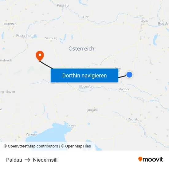 Paldau to Niedernsill map
