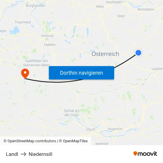 Landl to Niedernsill map