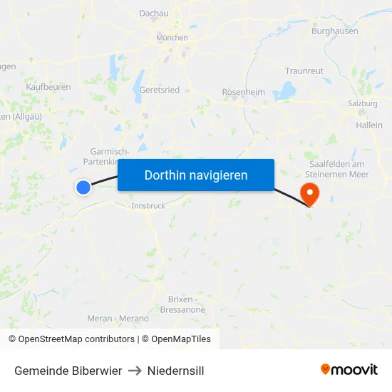 Gemeinde Biberwier to Niedernsill map