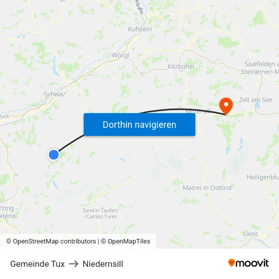 Gemeinde Tux to Niedernsill map