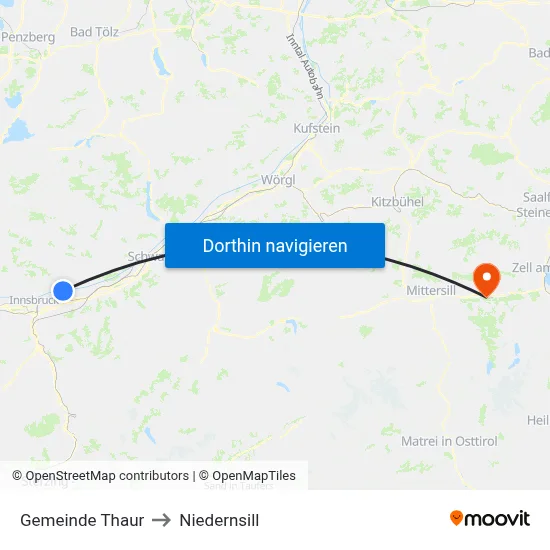 Gemeinde Thaur to Niedernsill map
