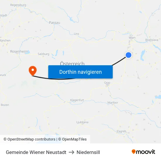Gemeinde Wiener Neustadt to Niedernsill map