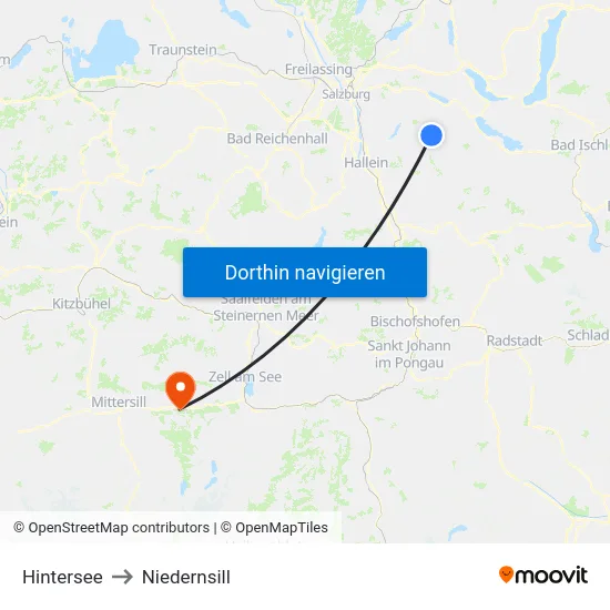 Hintersee to Niedernsill map