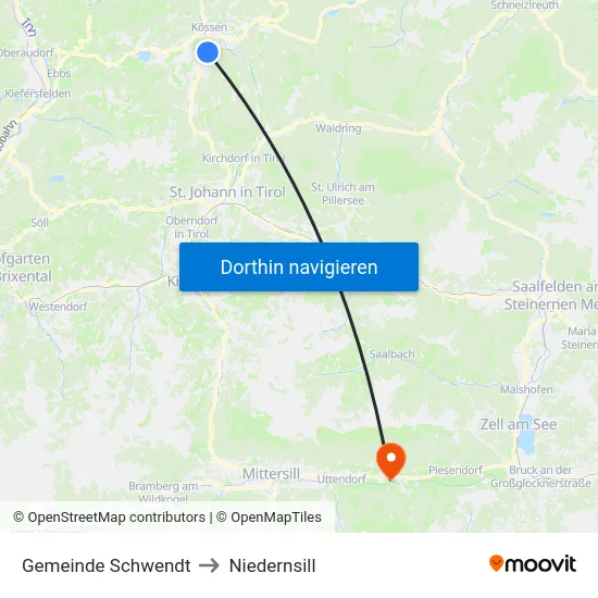 Gemeinde Schwendt to Niedernsill map