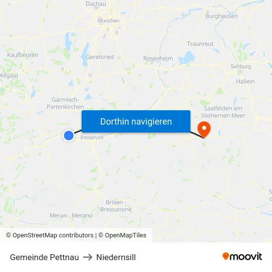 Gemeinde Pettnau to Niedernsill map