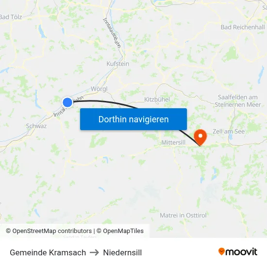 Gemeinde Kramsach to Niedernsill map
