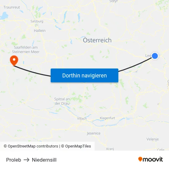 Proleb to Niedernsill map