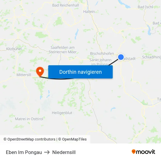 Eben Im Pongau to Niedernsill map