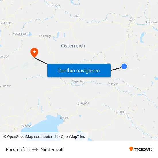 Fürstenfeld to Niedernsill map