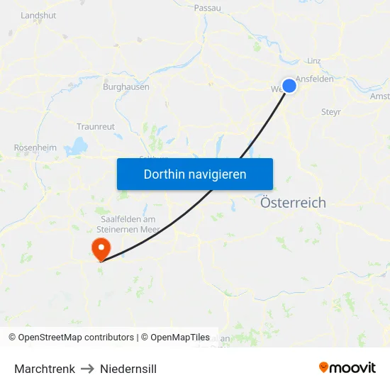 Marchtrenk to Niedernsill map