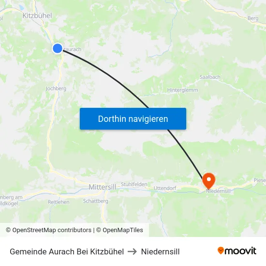 Gemeinde Aurach Bei Kitzbühel to Niedernsill map