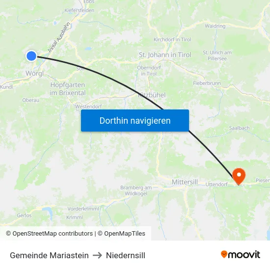 Gemeinde Mariastein to Niedernsill map