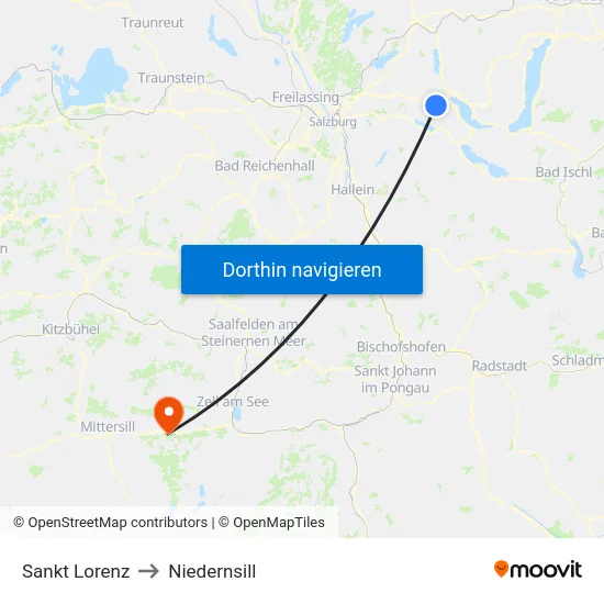 Sankt Lorenz to Niedernsill map