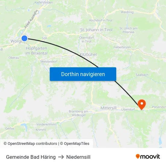 Gemeinde Bad Häring to Niedernsill map