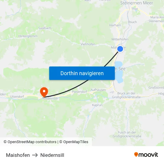 Maishofen to Niedernsill map
