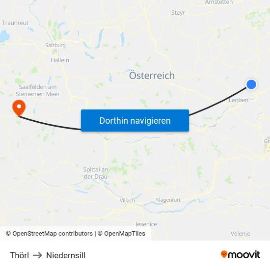 Thörl to Niedernsill map