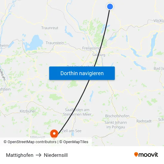 Mattighofen to Niedernsill map