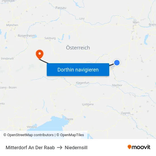 Mitterdorf An Der Raab to Niedernsill map