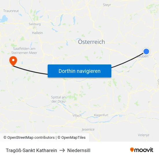 Tragöß-Sankt Katharein to Niedernsill map