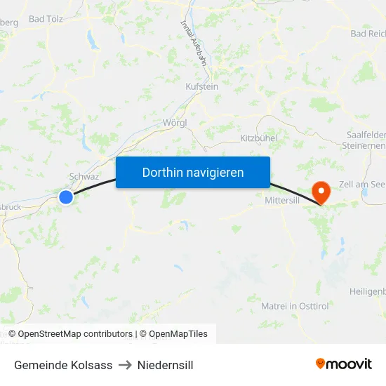 Gemeinde Kolsass to Niedernsill map