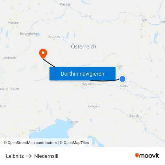 Leibnitz to Niedernsill map