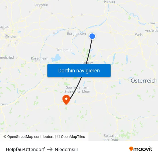 Helpfau-Uttendorf to Niedernsill map