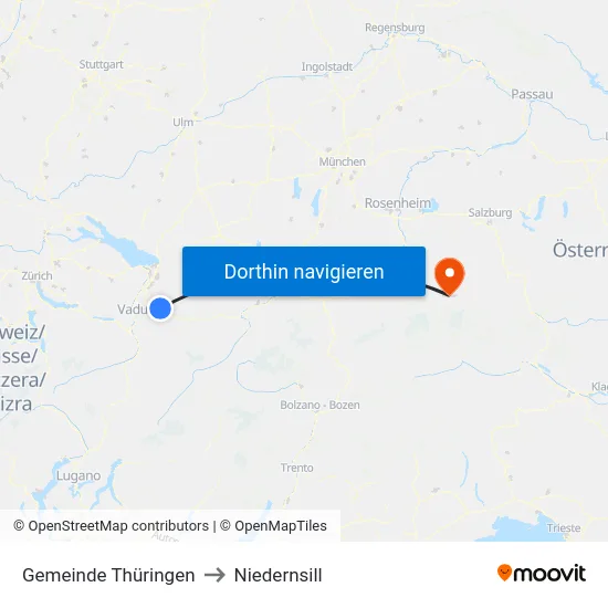 Gemeinde Thüringen to Niedernsill map