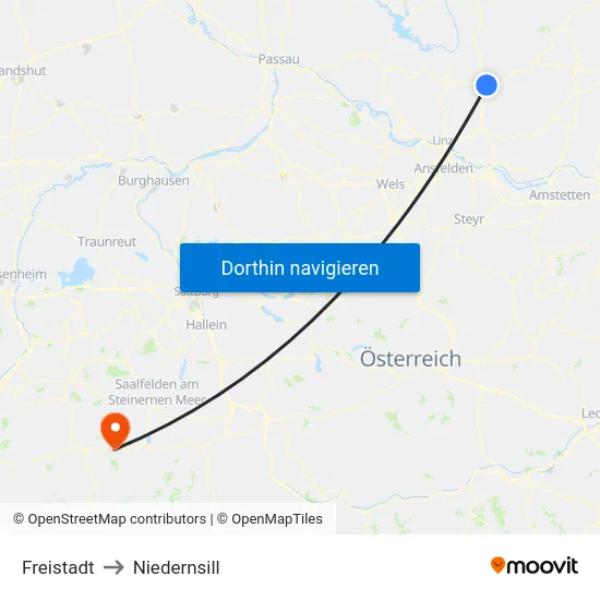 Freistadt to Niedernsill map