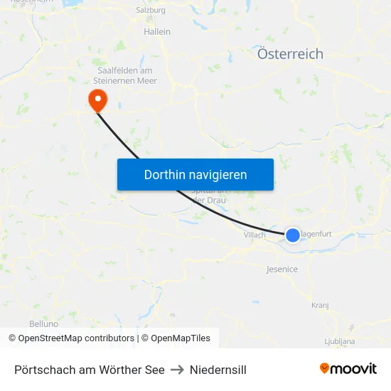 Pörtschach am Wörther See to Niedernsill map